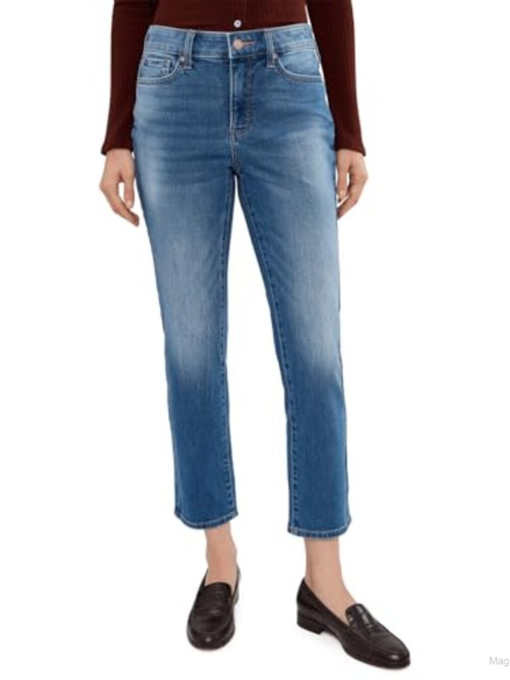 NYDJ Sheri Ankle Slim Fit Jeans Lift Tuck Tech Mid Rise Stretch 27" Inseam